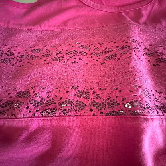 Southpole Womens Pink Sleeveless Racerback Tank Top With Lace & Sequins Accents - Picture 6 of 7